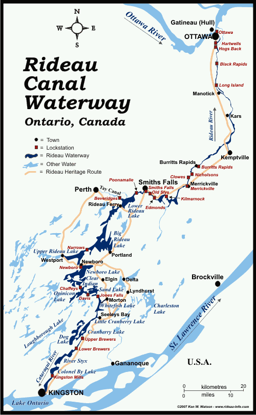 Map of the Rideau Canal Waterway